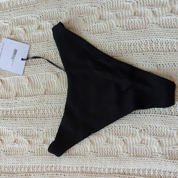 BNWT Beach Riot Island Bikini Bottoms Black Ribbed - Picture 8 of 9